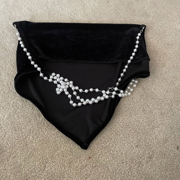 Velvet cowl neck top with pearl back - Picture 2 of 2